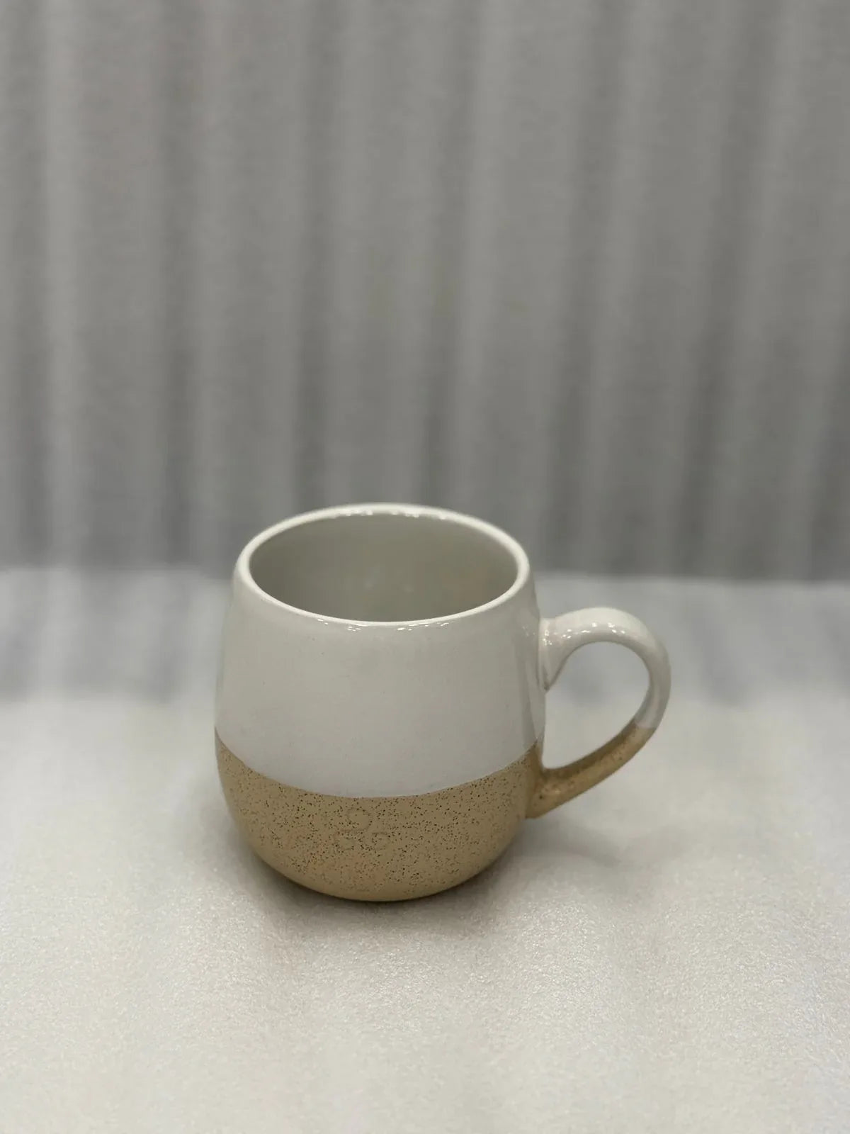 Matte Ceramic Mug – Beige & White Two-Tone Design - Clarify.pk