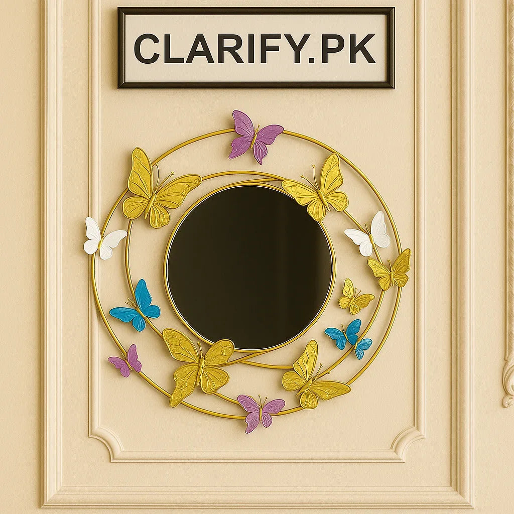Metal Mirror Motive – 15.5 Inch Modern Wall Décor - Clarify.pk