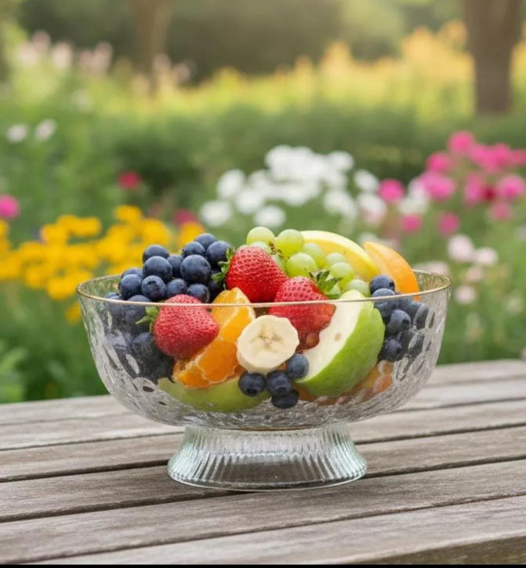 Crystal Fruit Bowl with Stand – 25cm Luxury Decorative Serving Bowl - Clarify.pk