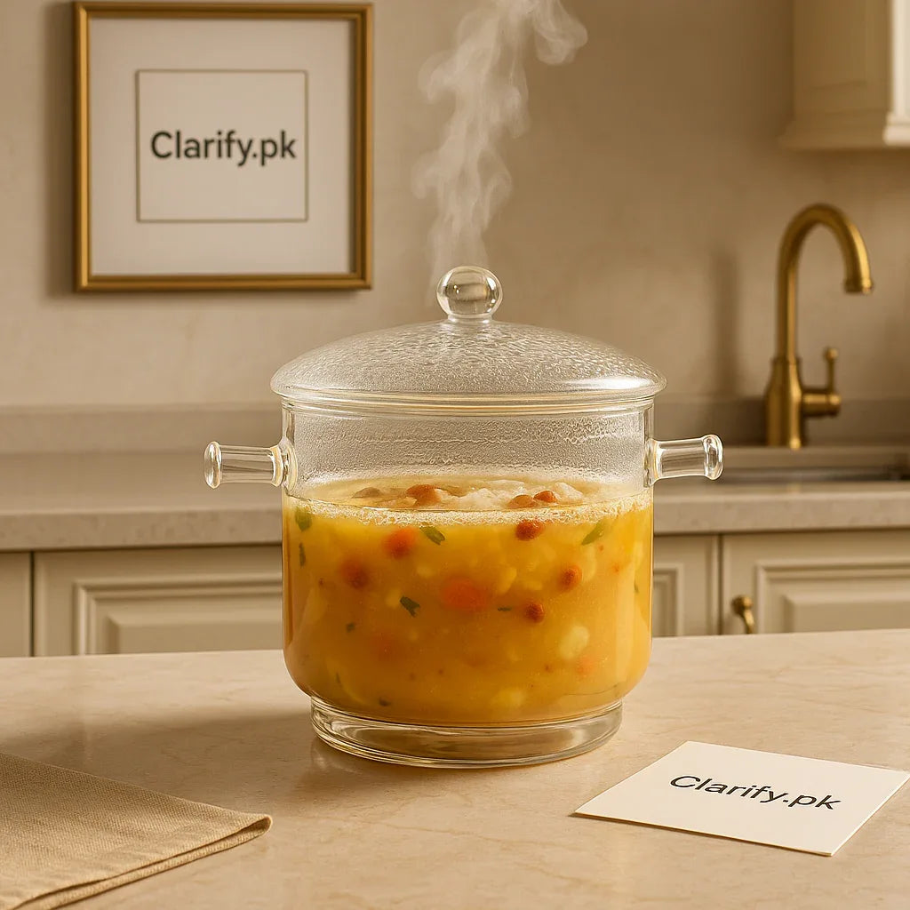 Borosilicate Glass Cooking Pot 1900 ml – Heat-Resistant - Clarify.pk