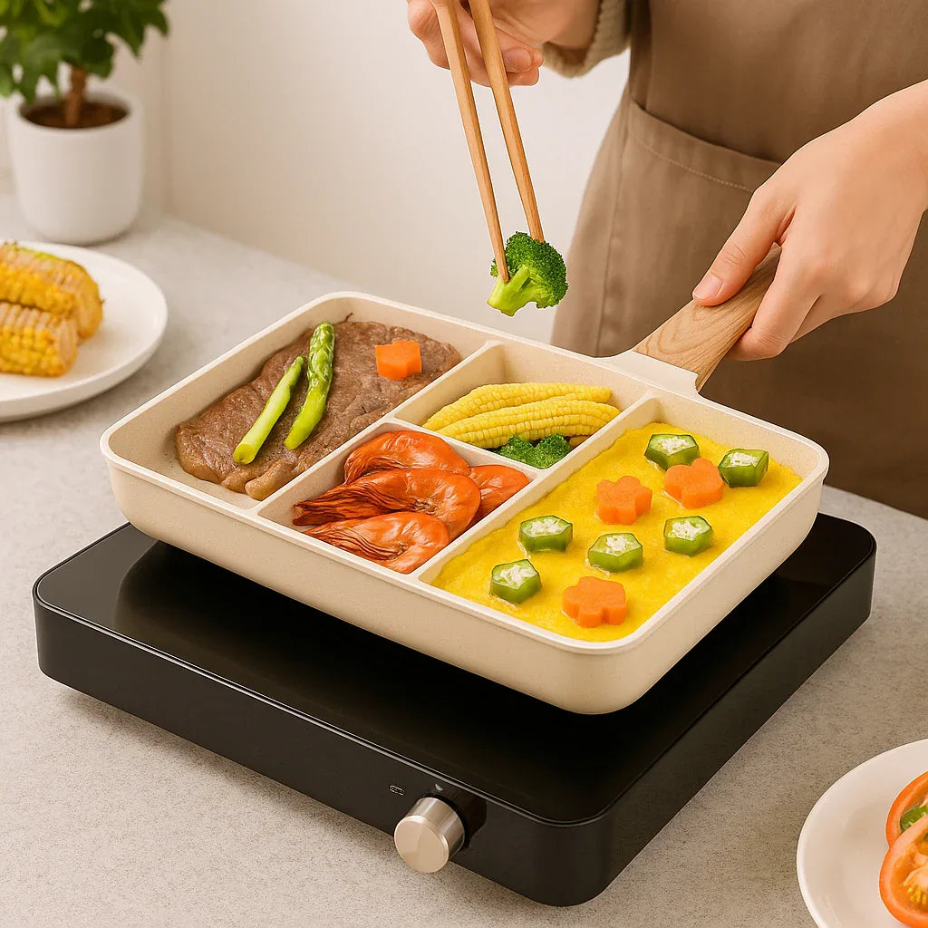4-Compartment Frying Pan – Multi-Section Non-Stick Skillet - Clarify.pk
