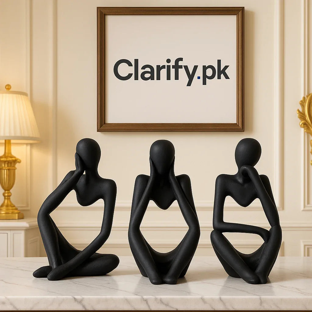 Black Thinking Mannequins Set – 3pcs Modern Fiber Art Décor - Clarify.pk