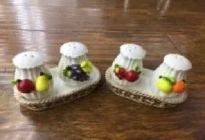 Fruit Shape Ceramic Salt & Pepper Shakers with Tray – Decorative Table Set - Clarify.pk