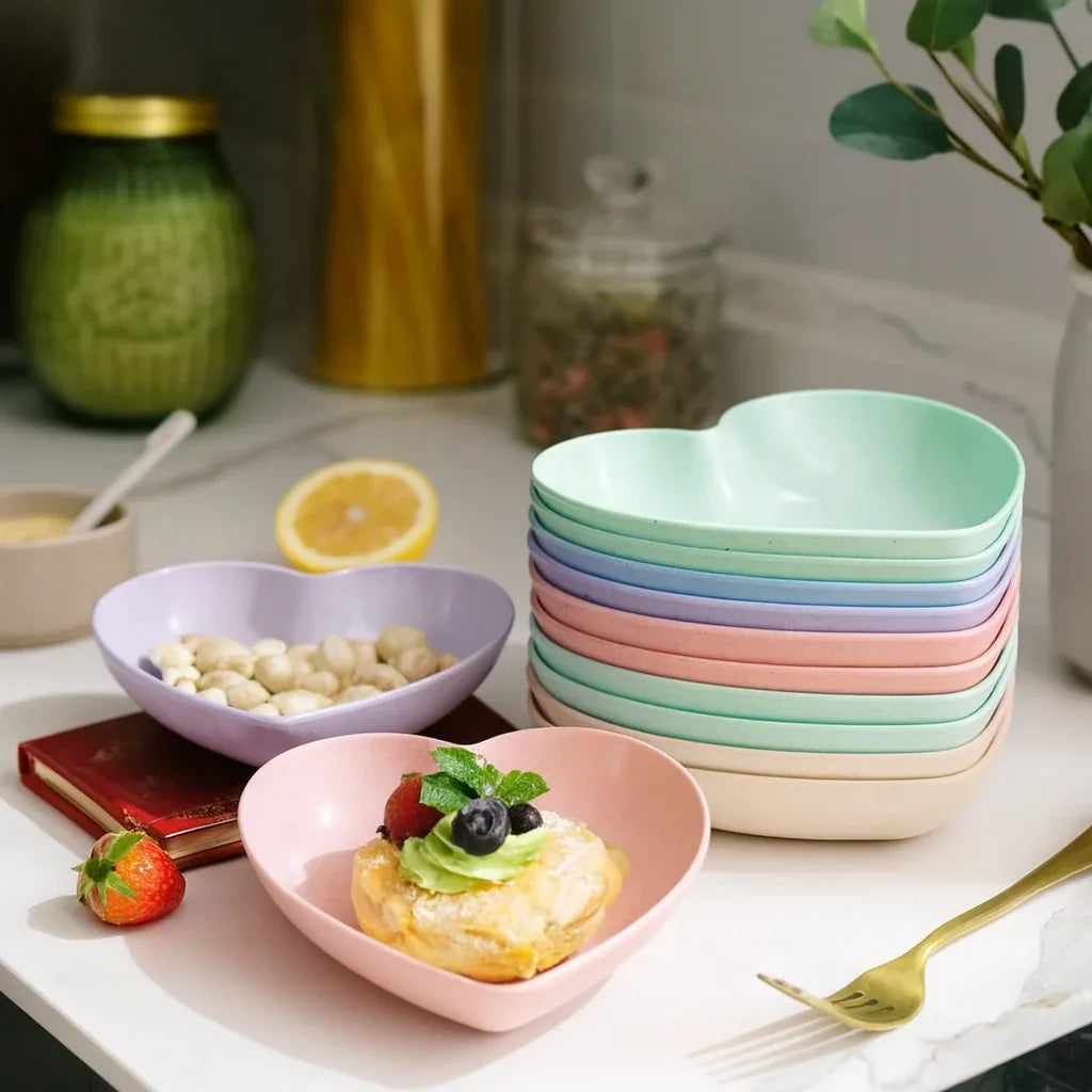 Pack of 10 Colorful Heart Dish Pack Plastic Plates - Clarify.pk