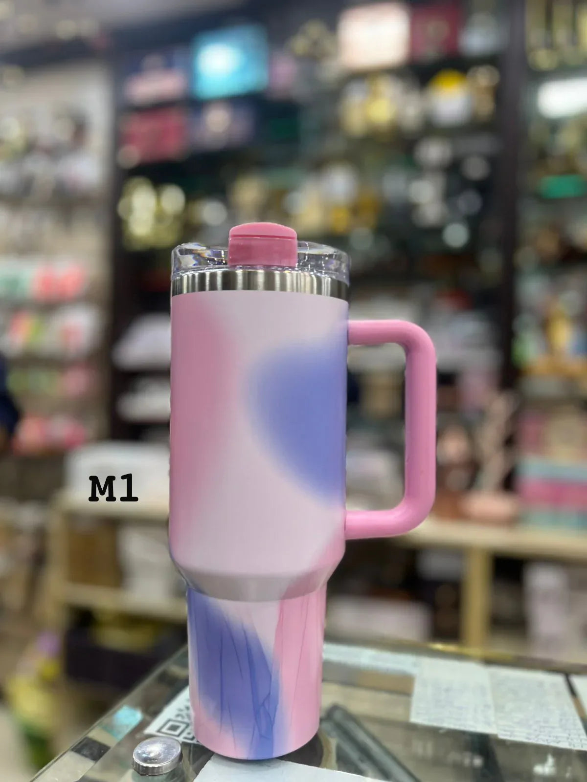 Premium Pink & Blue Gradient Cloud 40oz Tumbler – 1200ml - Clarify.pk