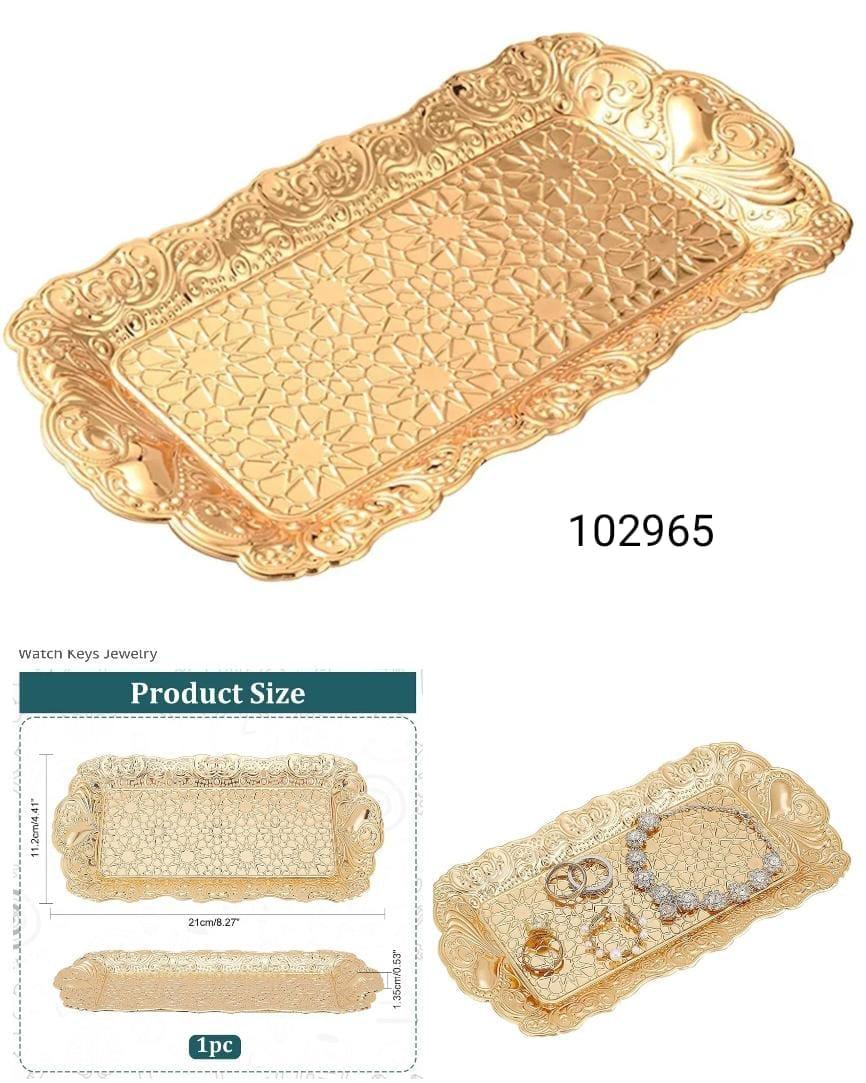 Gold Stainless Steel Tray – Elegant Metal Serving Platter - Clarify.pk