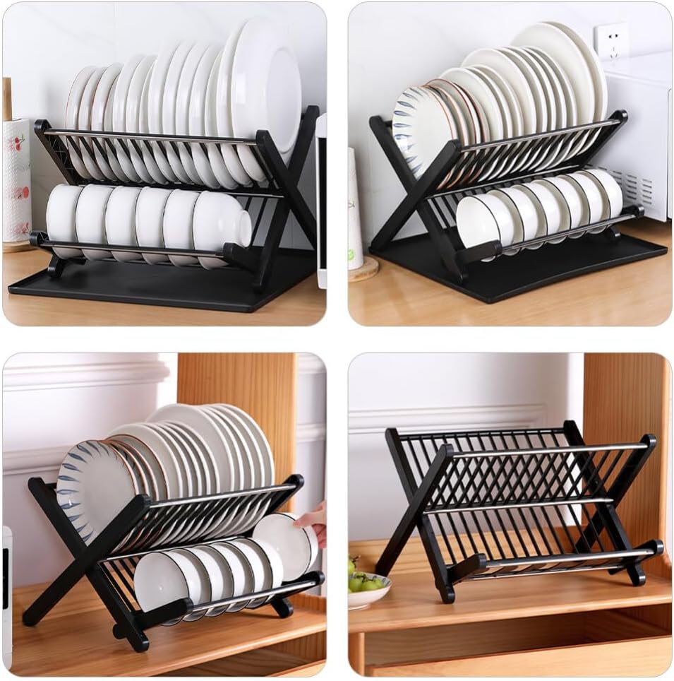 2-Tier Dish Drying Rack with Drain Tray
