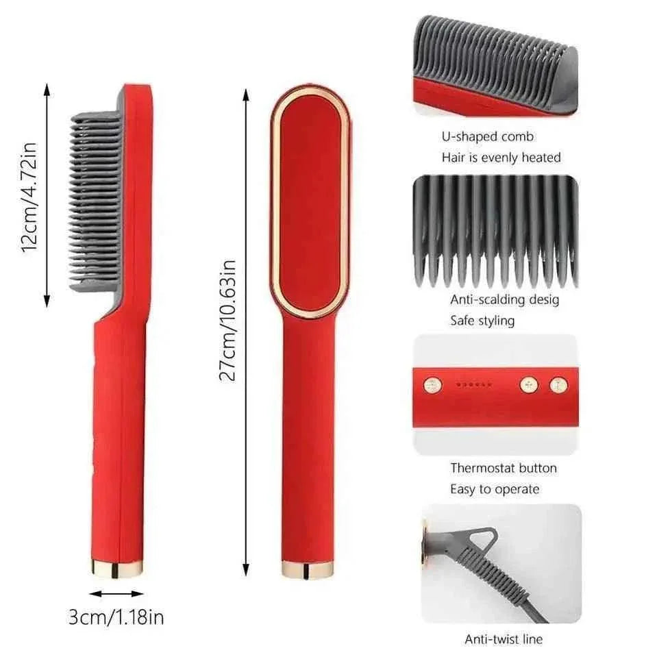 Hot Comb Hair Straightener Anti-Scald Ceramic Heat Styling Tool for Sleek Hair - Clarify.pk