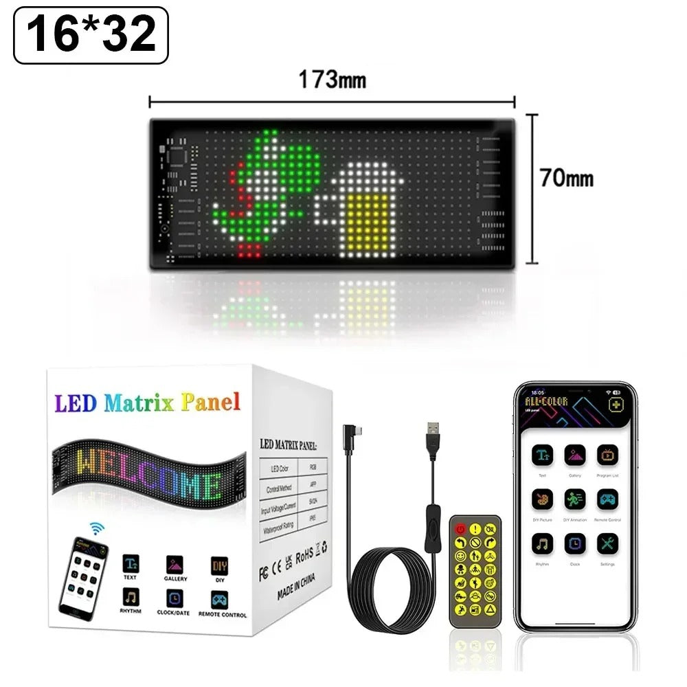 LED Matrix RGB Pixel Display – Bluetooth Car Panel - Trenducts.pk