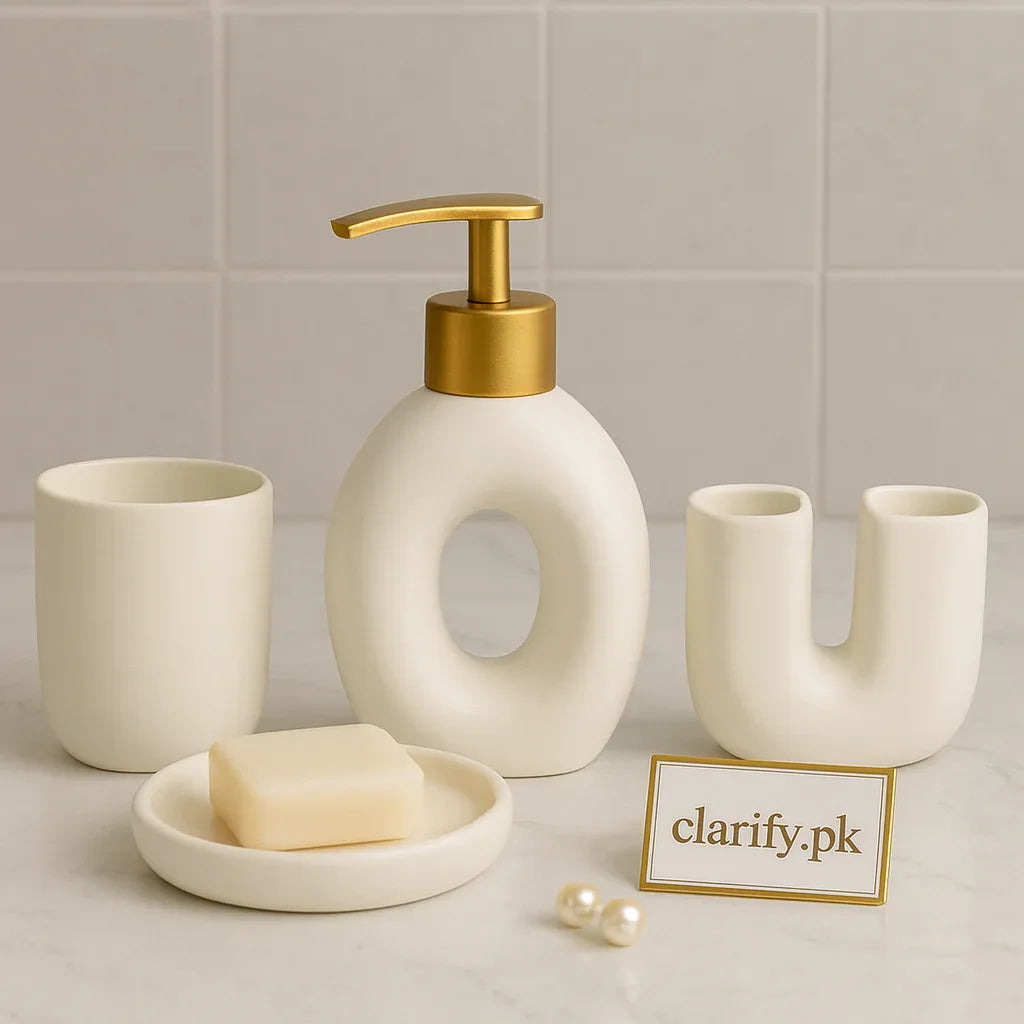 Luxury Bathroom Accessory Set – 4 Pieces - Clarify.pk