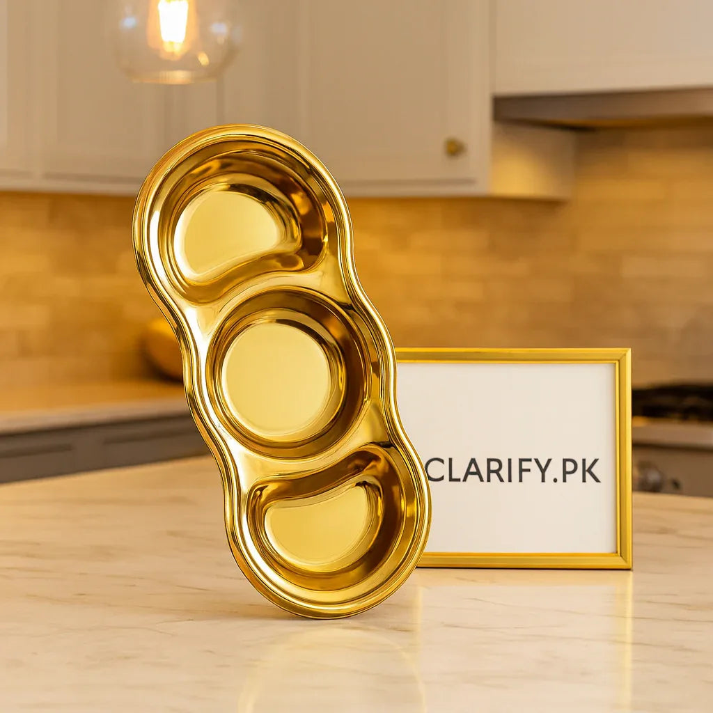 3-Position Stainless Steel Tray – Multi-Compartment Serving Dish - Clarify.pk