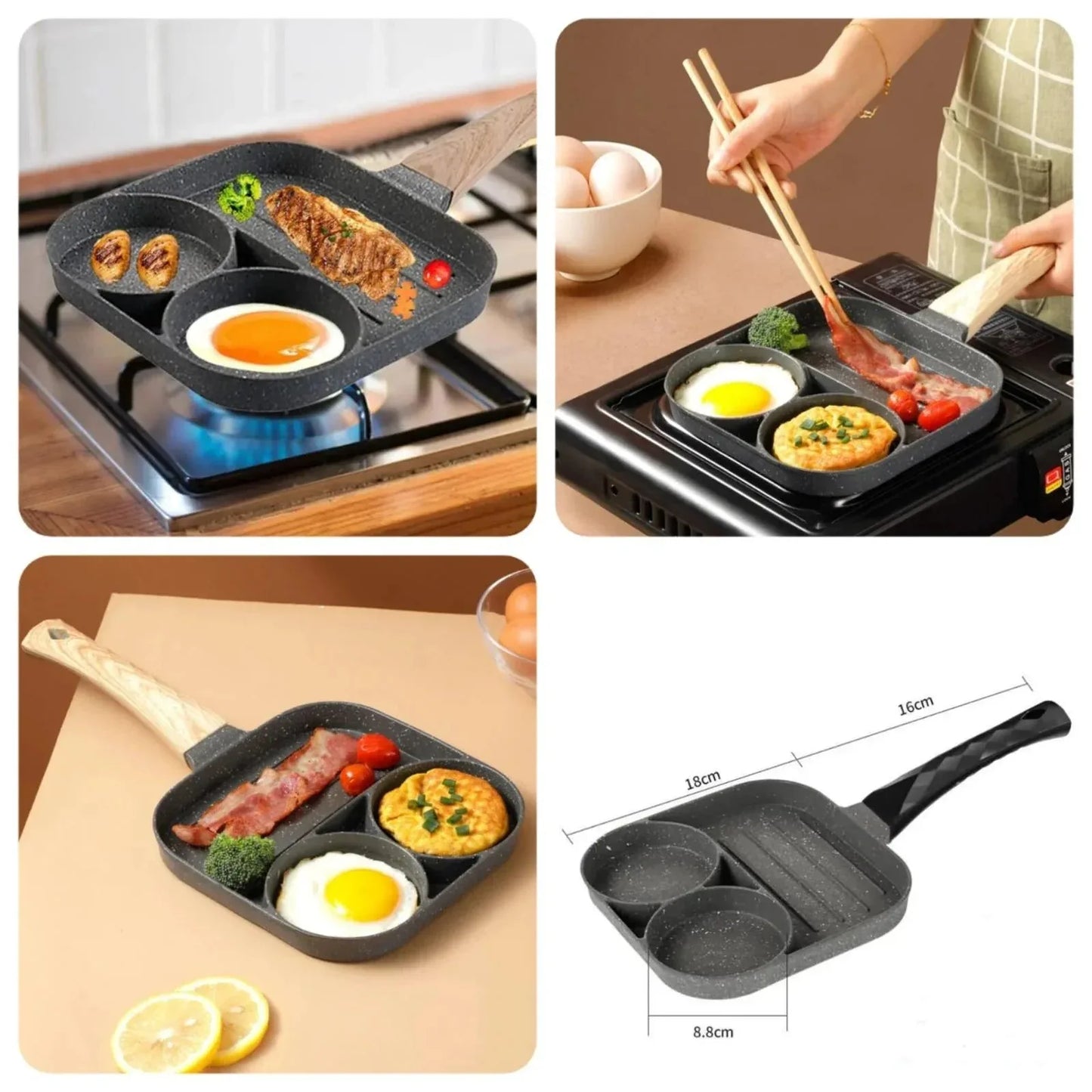 3-in-1 Non-Stick Frying Pan for Versatile Cooking - Clarify.pk
