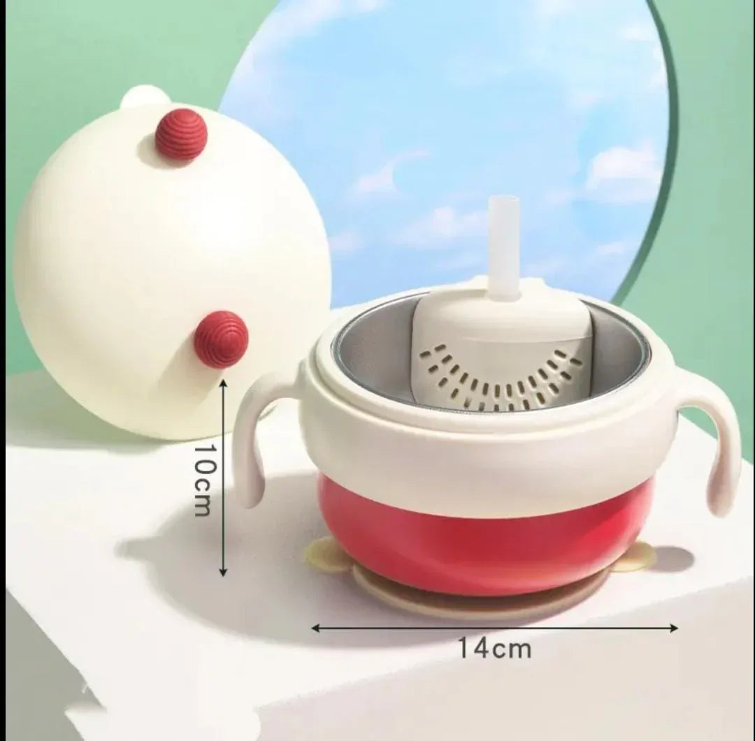 Bamboo Fibre Stainless Steel Soup Bowl with Lid - Clarify.pk