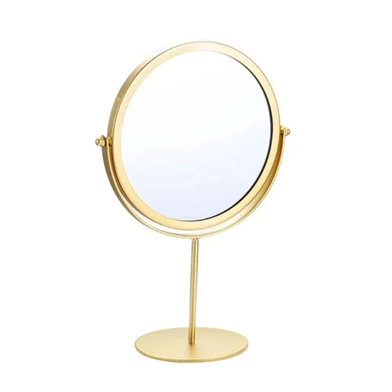 Luxury Golden Stand Round Metal Mirror – Premium Design - Clarify.pk