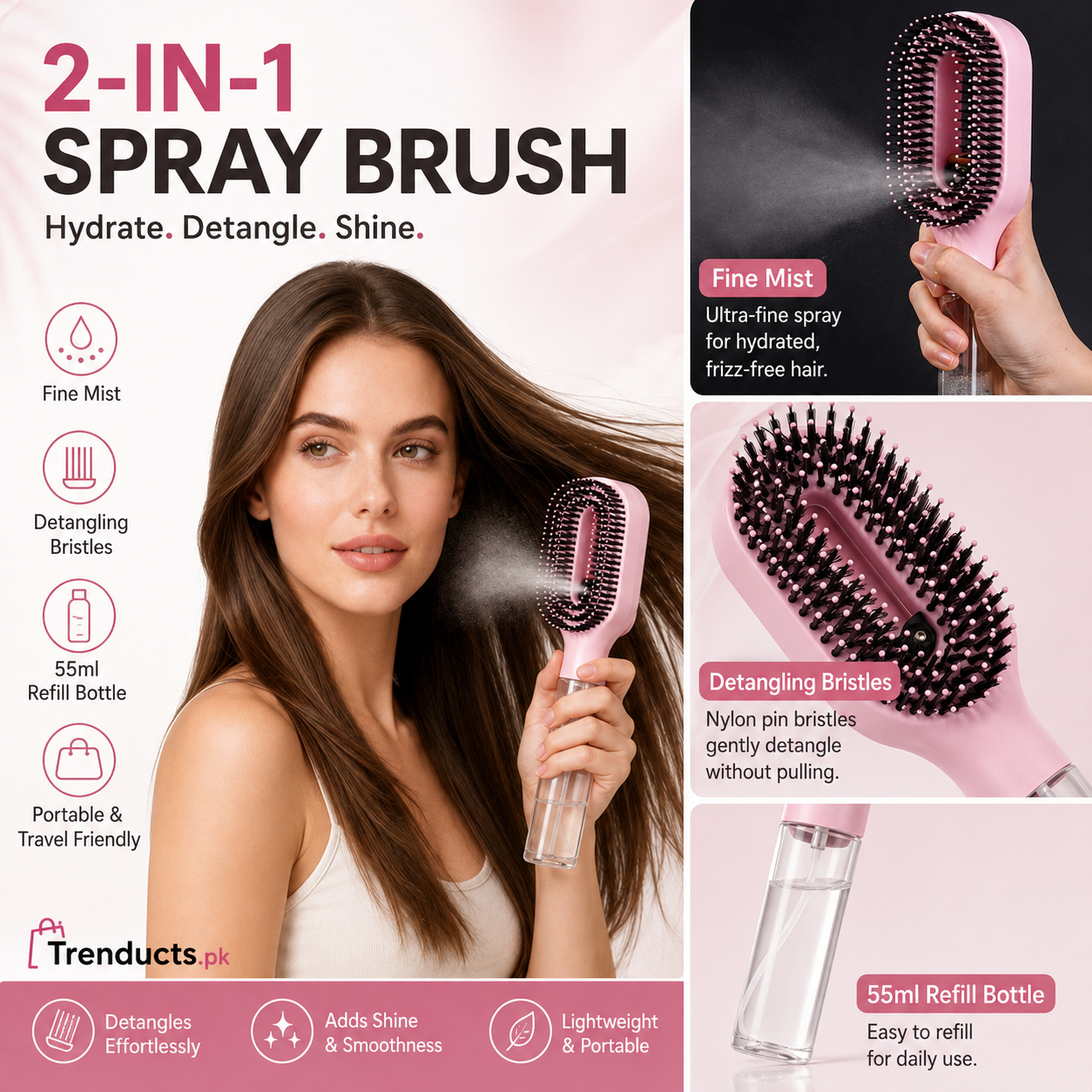 2-in-1 Fine Mist Spray Hair Brush