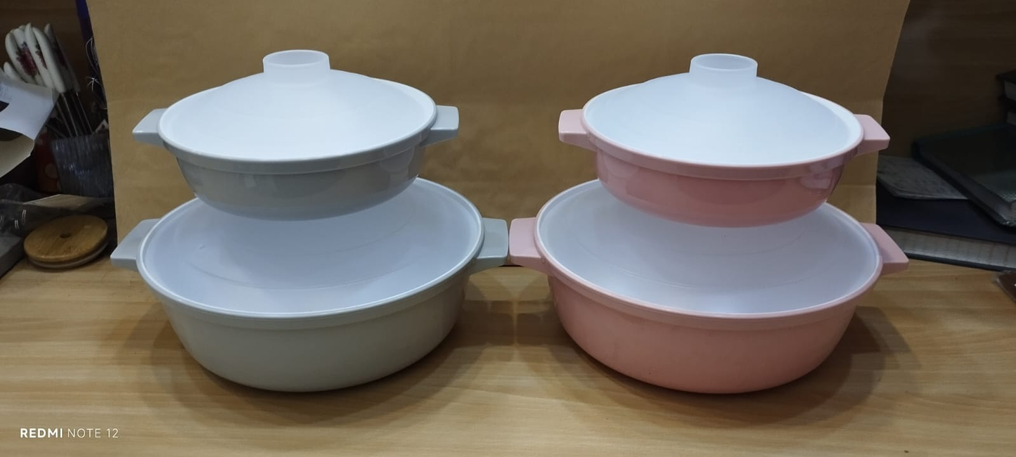 2-Piece Microwave-Safe Serving Bowl Set with Lids IT
