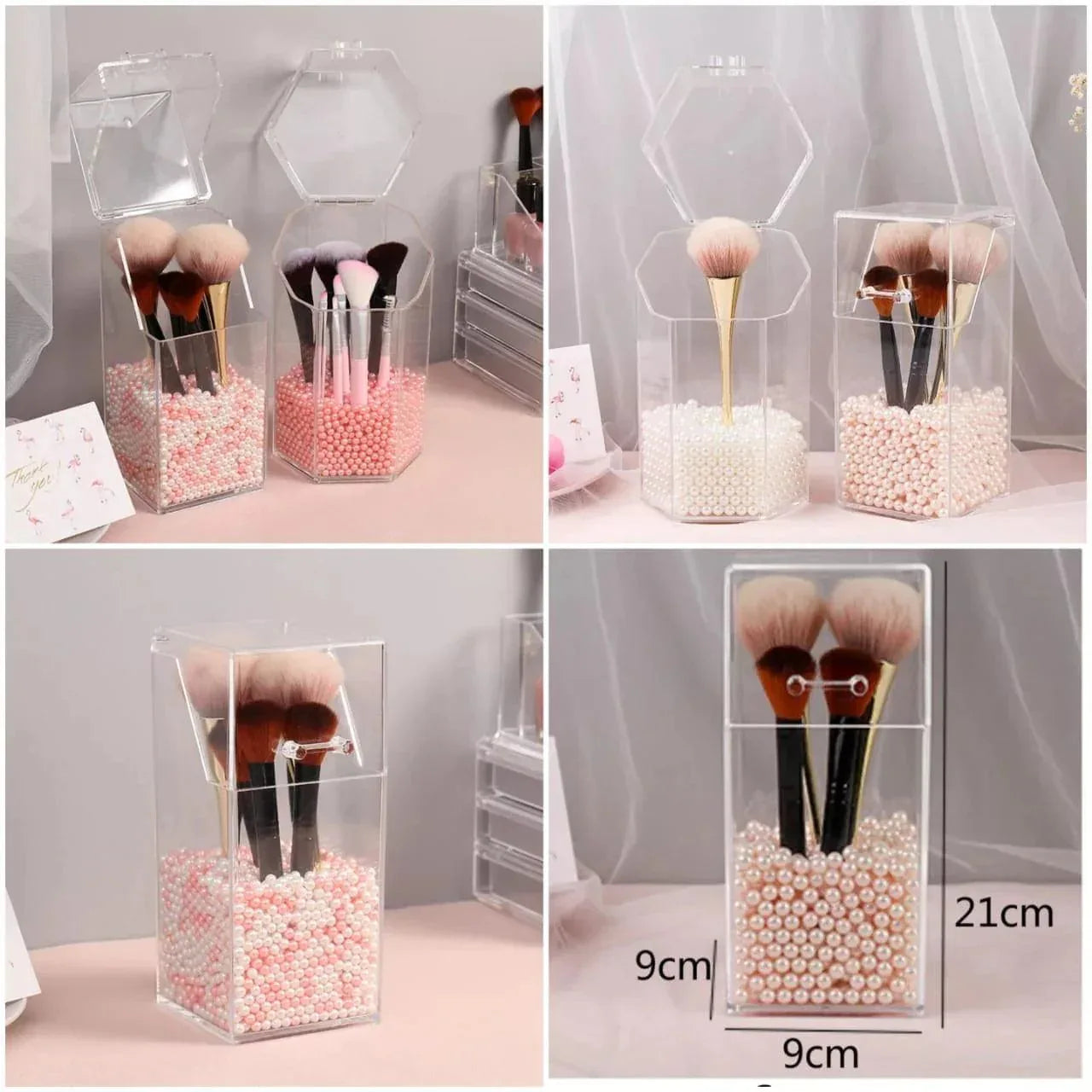 Acrylic Cosmetic Brush Holder - Stylish Acrylic Pearl Makeup Brush Organizer - Clarify.pk
