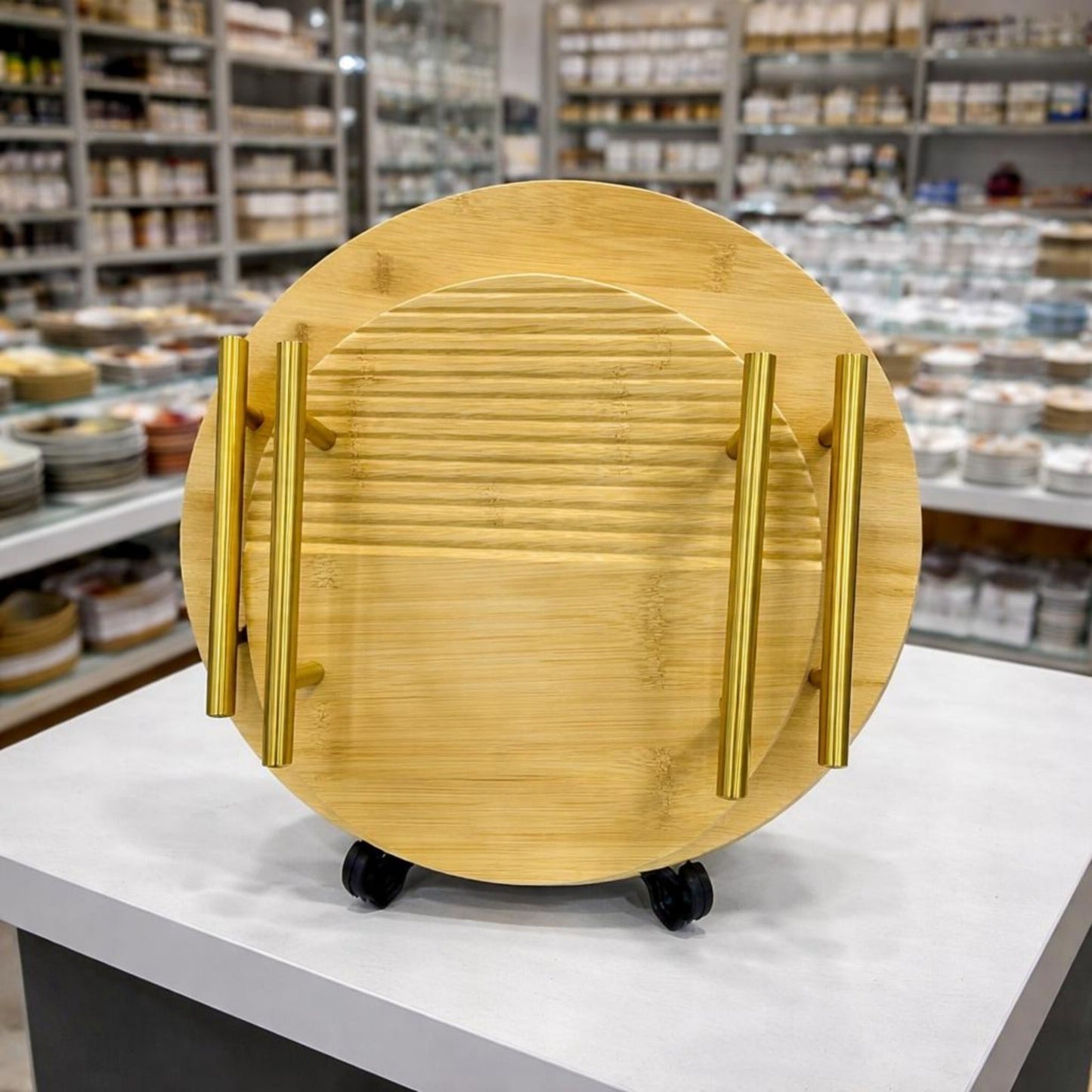 Artisanal Bamboo 2-Piece Circular Nesting Tray Set