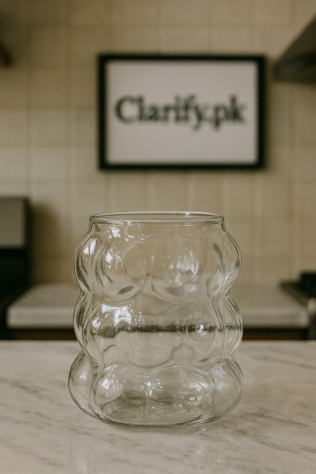 Bubble Glass Cup - Modern Textured Drinking Glass - Clarify.pk