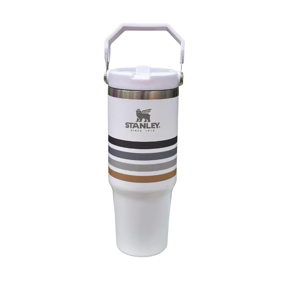 Stanley 30oz Travel Tumbler – White Striped Edition - Clarify.pk