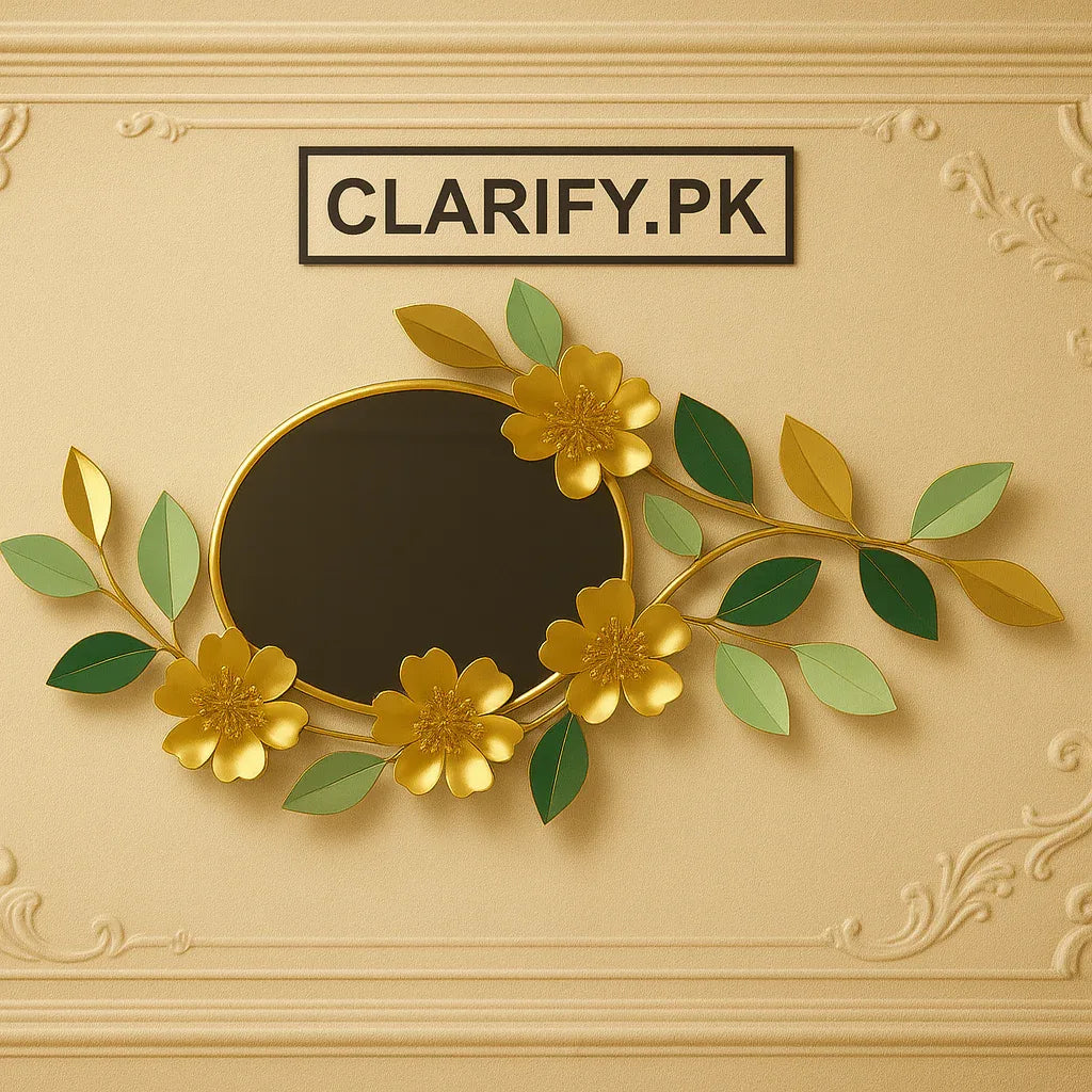 Metal Mirror Motive – 21 Inch Decorative Wall Mirror - Clarify.pk