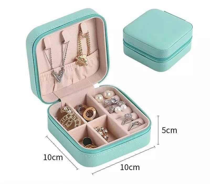 Mini Leather Jewelry Case - Elegant Travel Cosmetic Box for Jewelry and Accessories