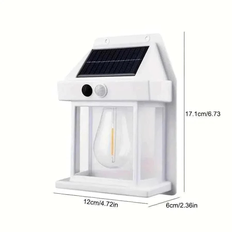 Solar Outdoor Motion Sensor Light - Waterproof Wireless Dusk-to-Dawn Lantern with Tungsten Filament for Gardens and Villas, Sun-Powered Induction - Clarify.pk