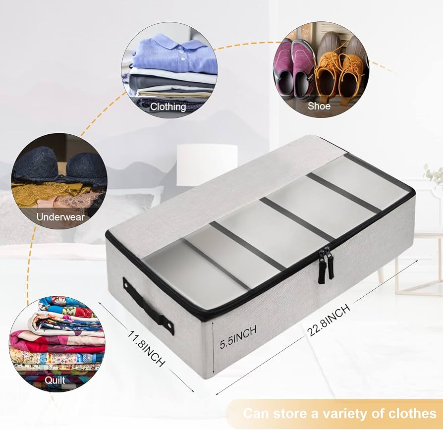 Under Bed Storage Organizer – Foldable, Dustproof & Transparent