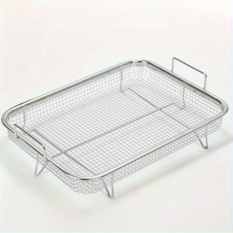 Stainless Steel Fry Basket Rack & Mesh Grilling Pan