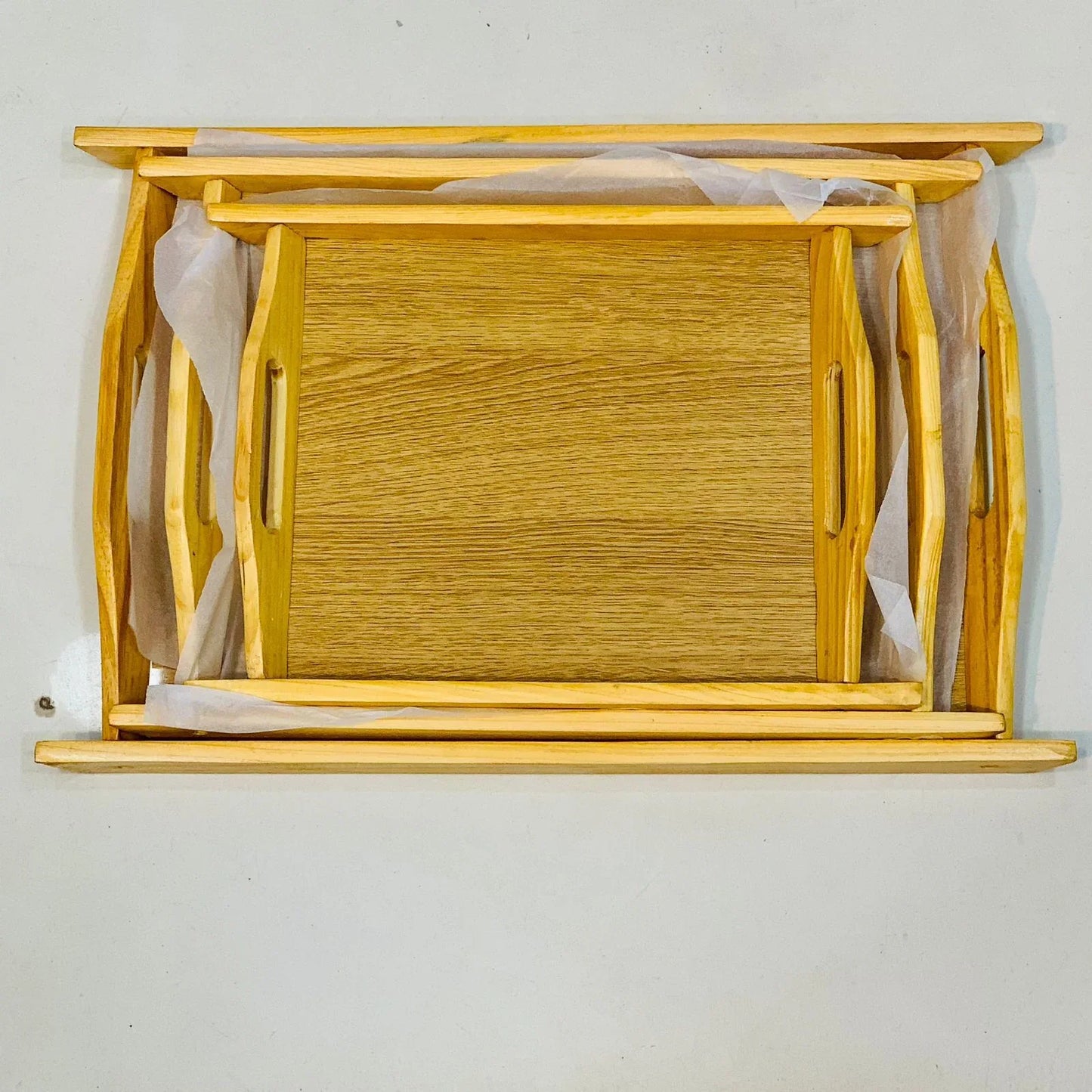 Wooden Serving Tray Set – 3 Pcs Kitchen & Dining - Clarify.pk