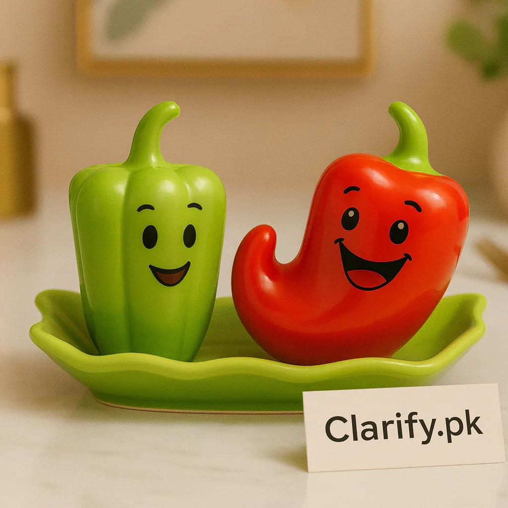 Ceramic Pepper & Chili Shaker Set – Luxury Seasoning Duo for Kitchen & Dining - Clarify.pk