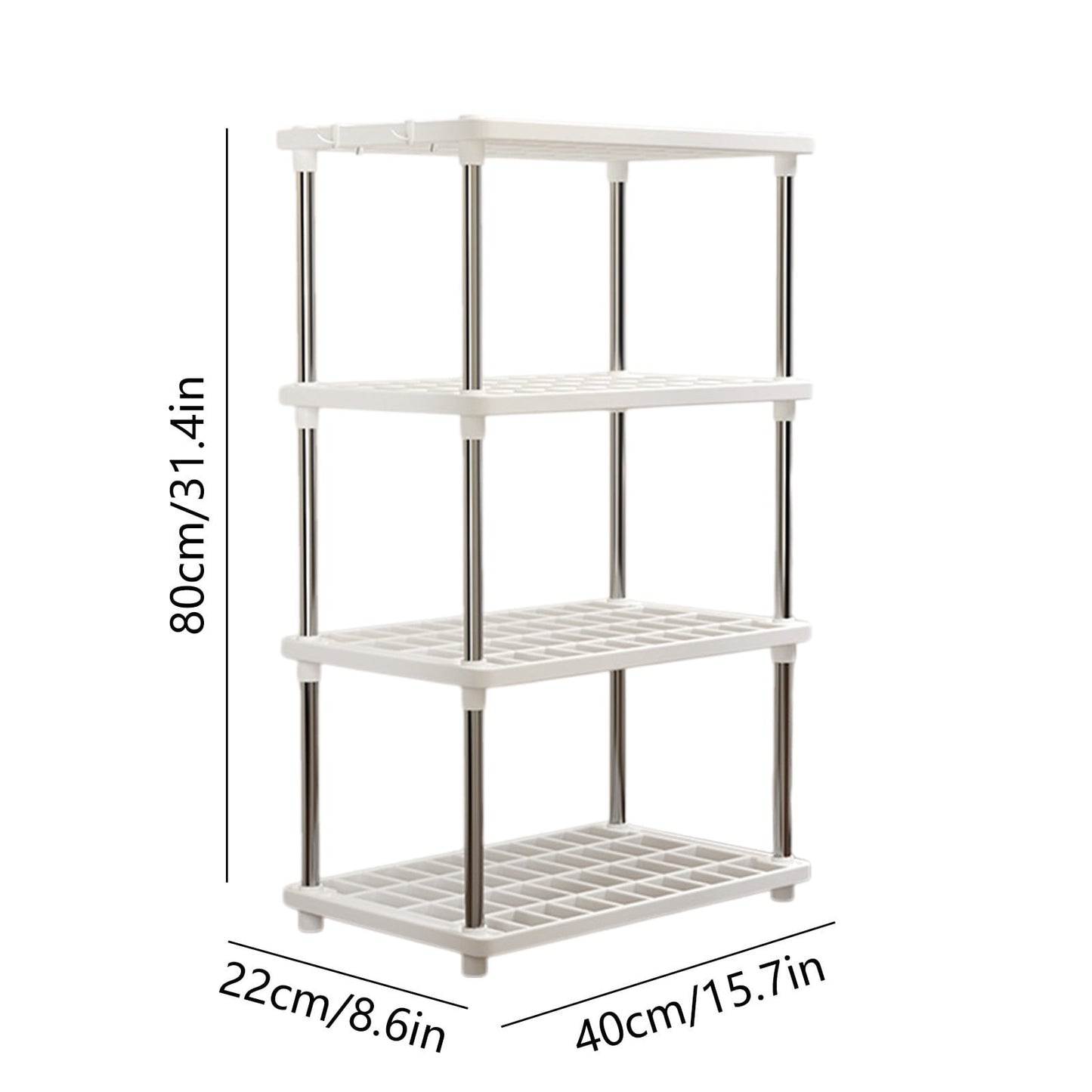 4-Tier Plastic Storage Shelves - Pantry, Kitchen & Bathroom Rack