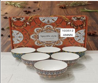 Premium 6 Pcs Bohemian Ceramic Bowl Set - Hand-Painted Gift Box - Trenducts.pk