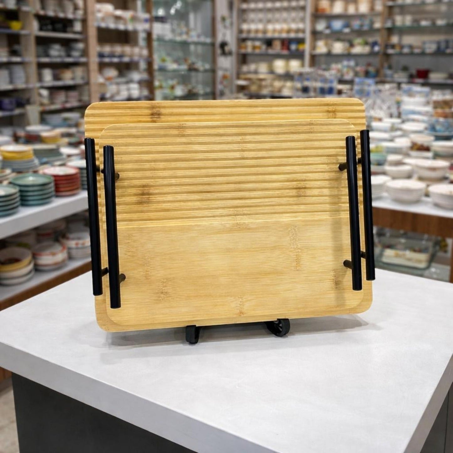 Artisanal Bamboo 2-Piece Rectangular Nesting Tray Set