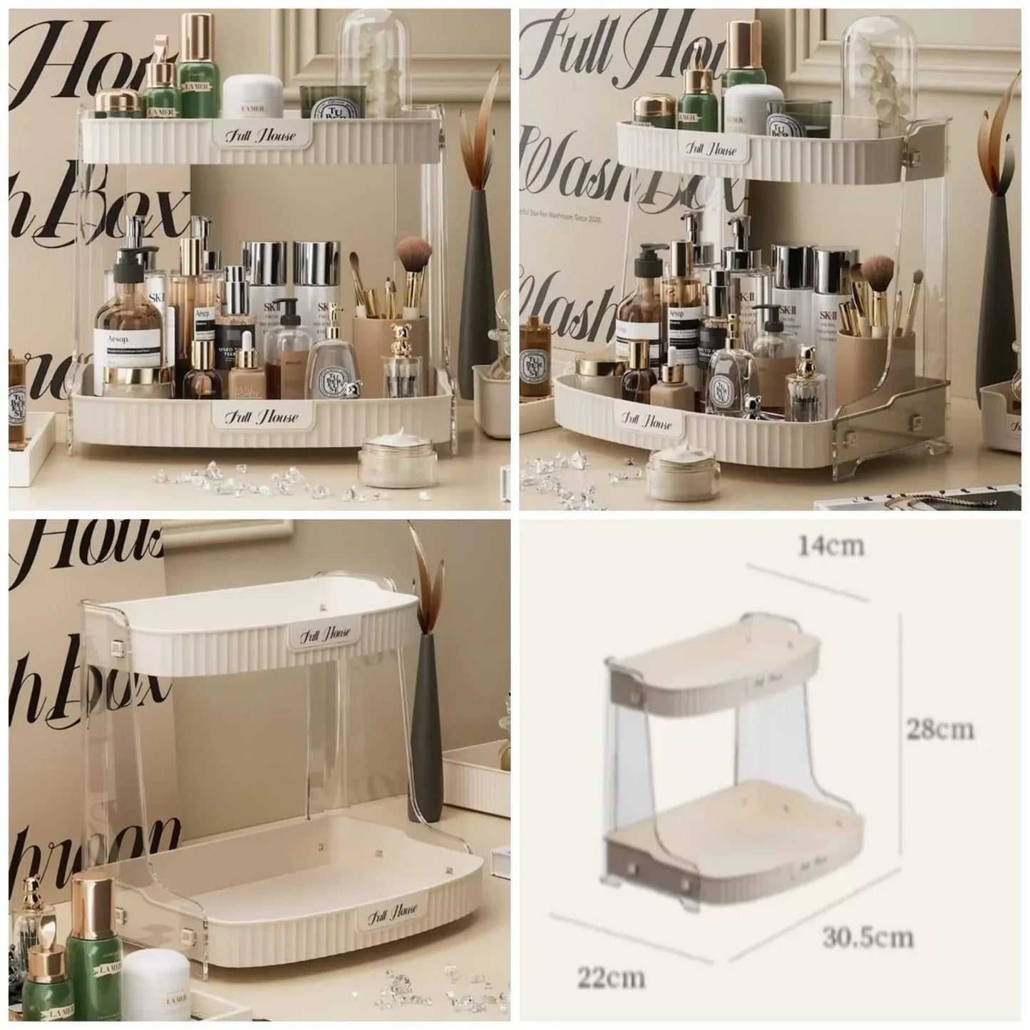 Double Layer Cosmetic Organizer Rack for Efficient Makeup Storage - Clarify.pk