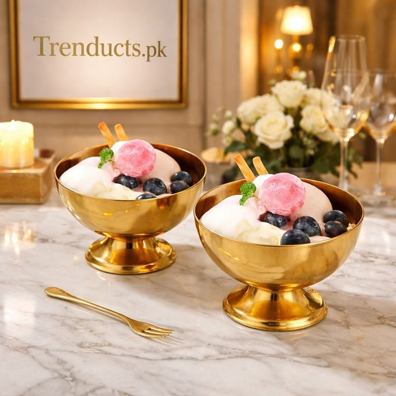Gold Ice Cream Bowl - Elegant Dessert Serveware