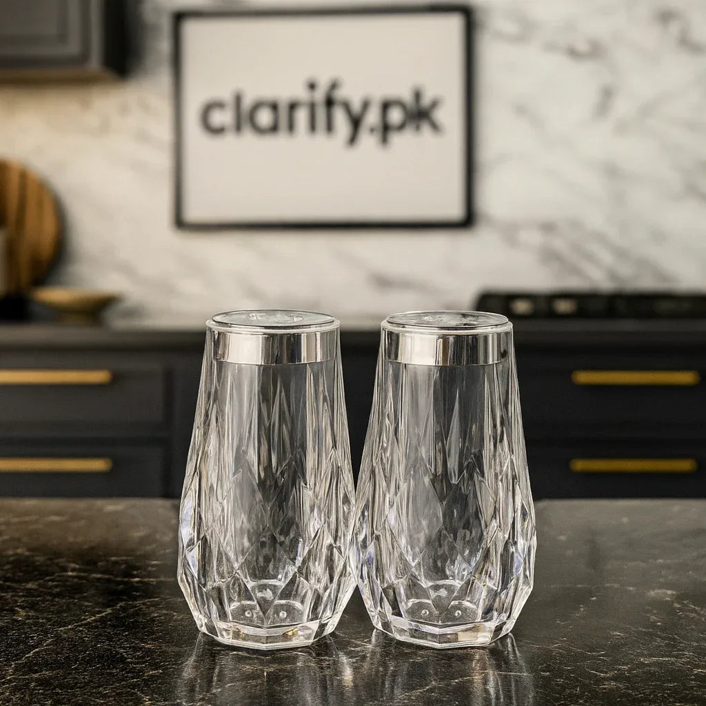 Acrylic Salt and Pepper Shaker Set – Transparent Kitchen Seasoning Containers - Clarify.pk