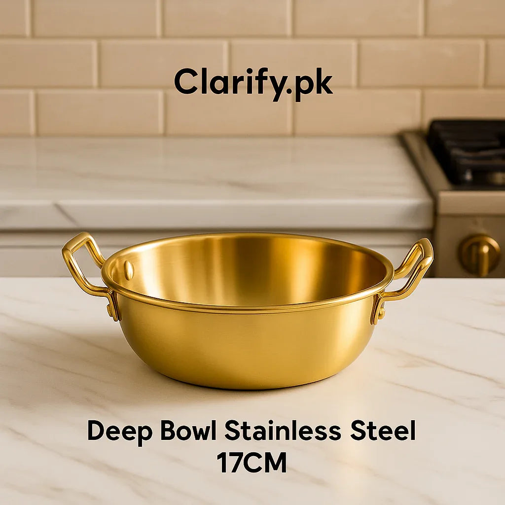 Deep Stainless Steel Bowl – 17cm Kitchen Serving Bowl - Clarify.pk