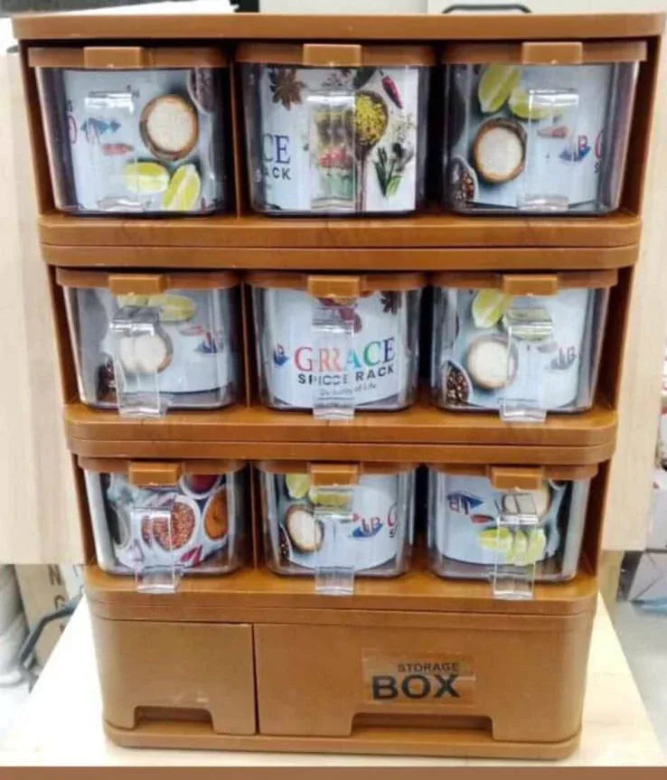 Airtight Masala Storage Box – 12 Jar Spice Rack for Kitchen - Clarify.pk