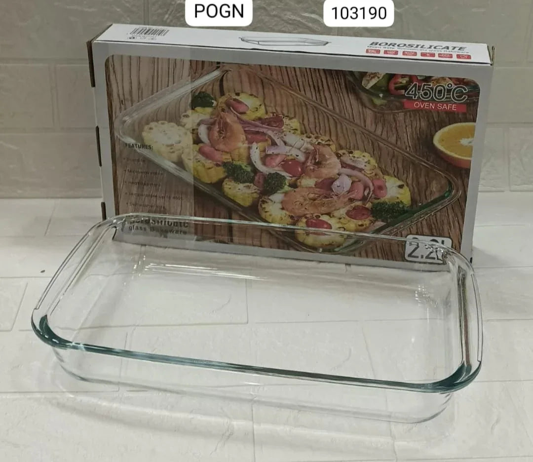 Large Capacity Toughened Glass Baking Dish – Oven Safe up to 450°C - Clarify.pk