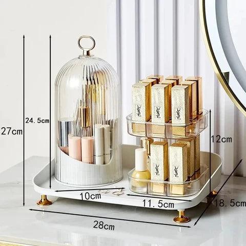 360° Rotating Makeup Brush Organizer and Lipstick Storage Box for Efficient Makeup Storage - Clarify.pk