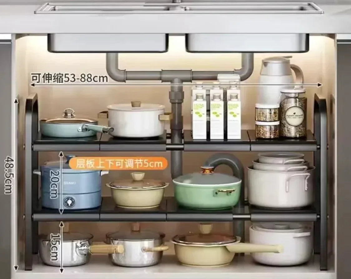 2 Tier Under Sink Organizer for Efficient Storage - Clarify.pk