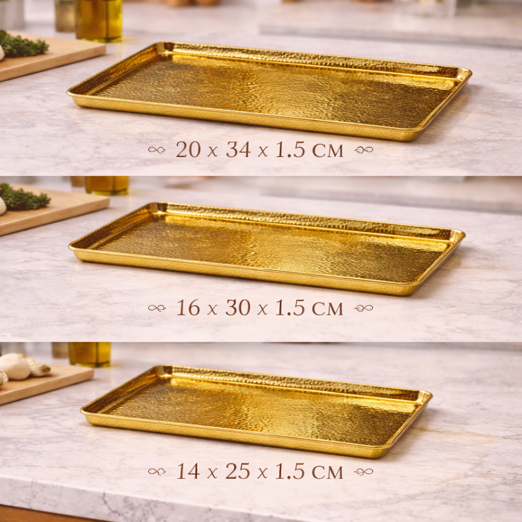 Golden Hammered Rectangular Serving Tray