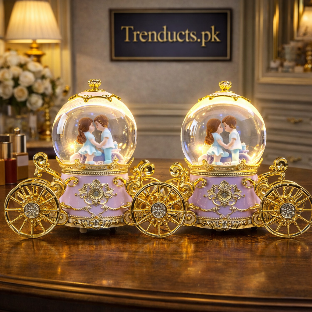 Romantic Rotating LED Couple Buggy Snow Globe Decoration (each)