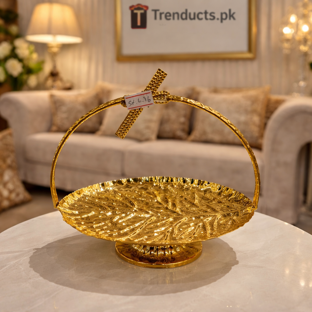 Luxury Gold-Plated Metal Serving & Decor Trays