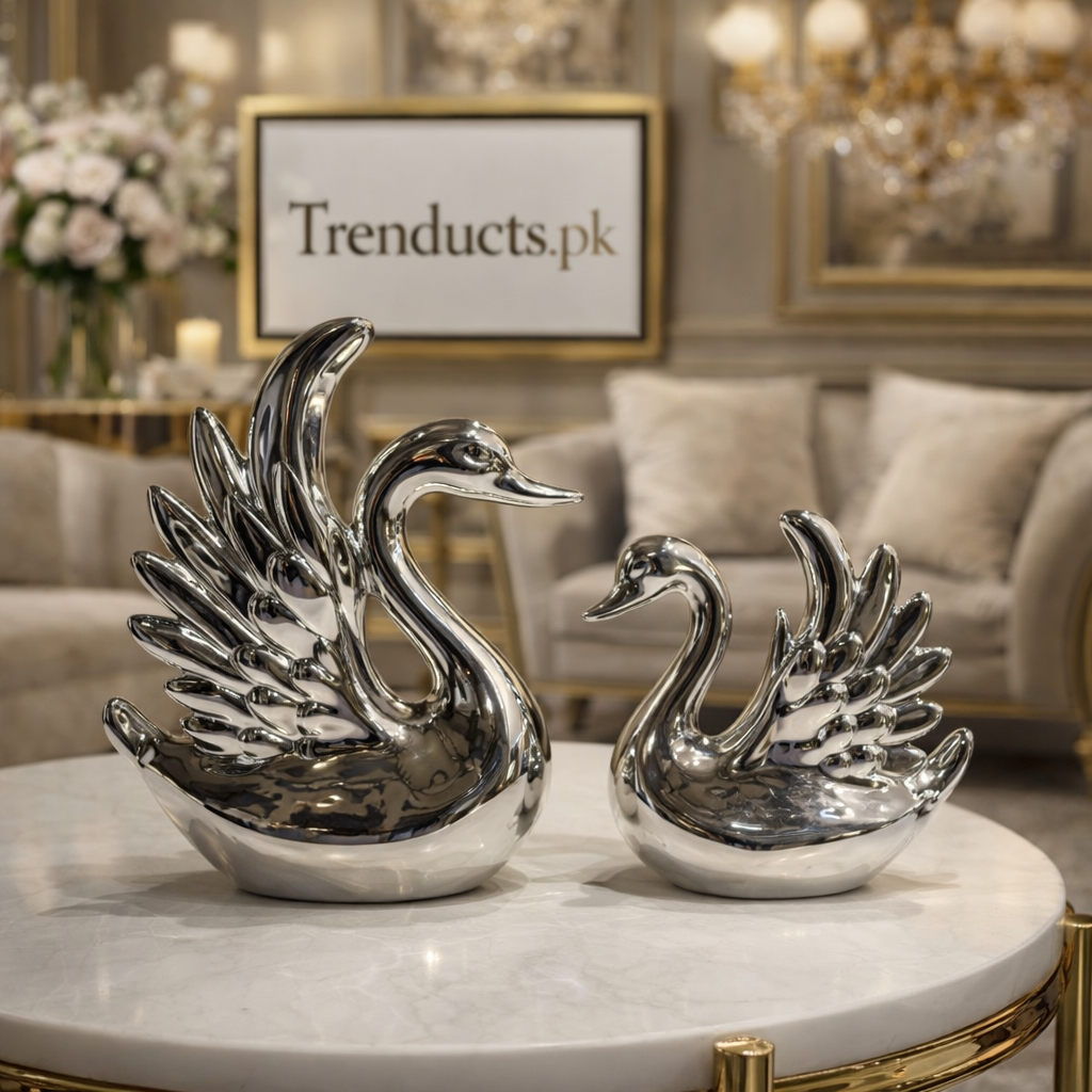 Elegant Swan Ceramic Decor – 2 Piece Luxury Set