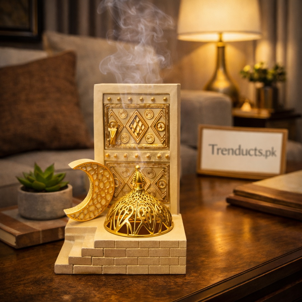 "Luxury ceramic fragrance burner for burning Luban and Bakhoor in a Pakistani home."
"Traditional porcelain Luban Dan with ventilated lid for home aromatherapy."