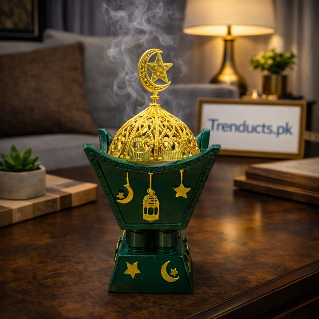 Premium Porcelain Luban Dan – Luxury Metallic Incense Burner for Oud & Bakhoor ZZ