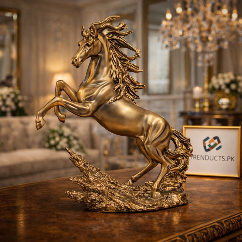Golden Thunder Rearing Horse Sculpture