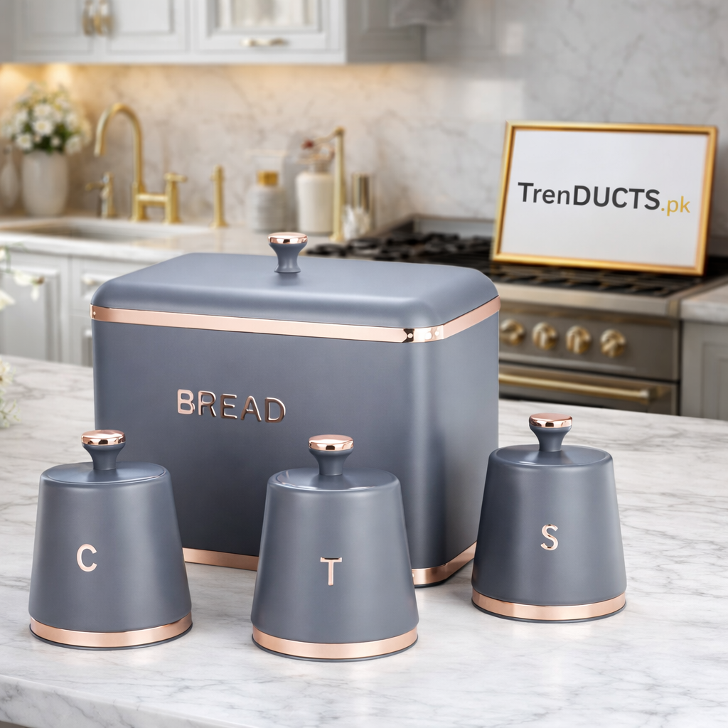 Premium 4-Piece Bread Box & Kitchen Canister Set – Airtight Countertop Organizer